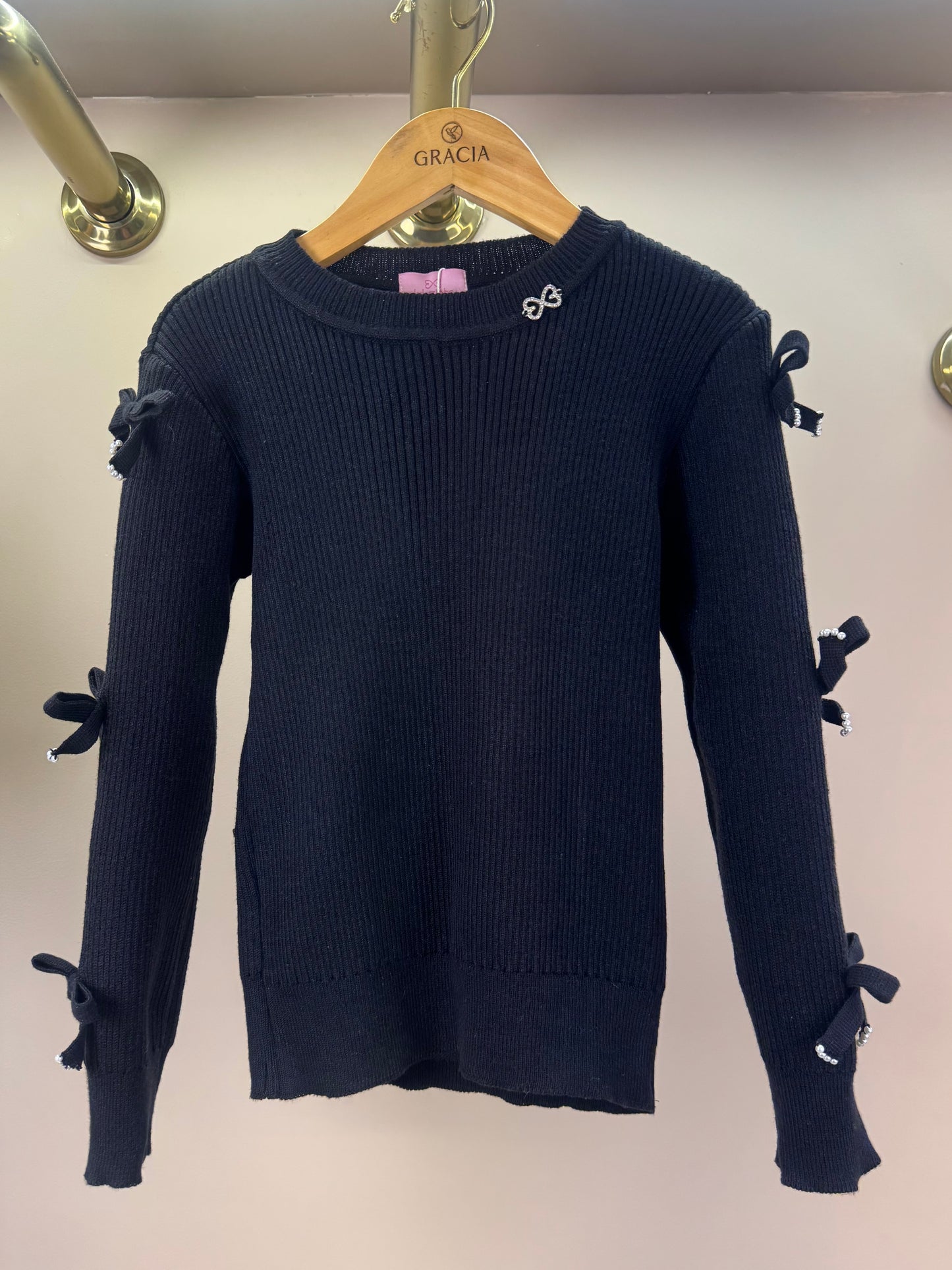 Blusa Infantil ML Preta Lacinhos - Luluzinha