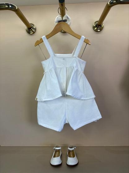 Conjunto Infantil Bata e Shorts-Saia Renda Bordados - Luluzinha