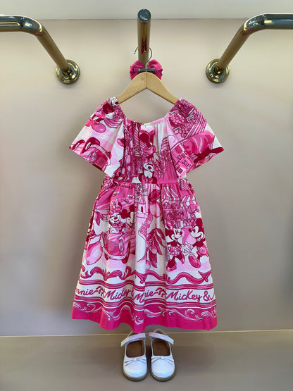 Vestido Infantil Barrado Minnie - Animê