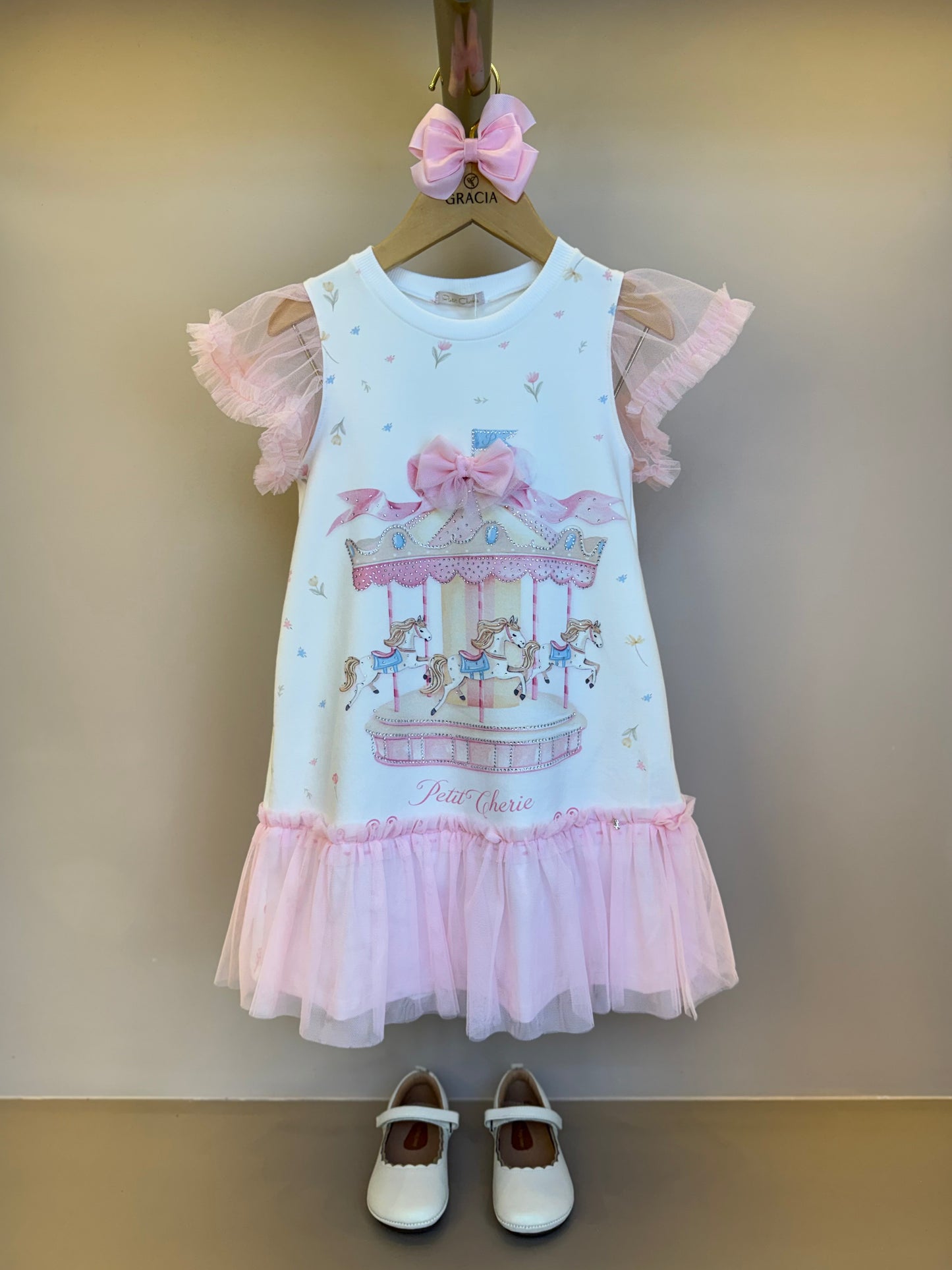 Vestido Infantil Carrossel Com Tule Rosa - Petit Cherie