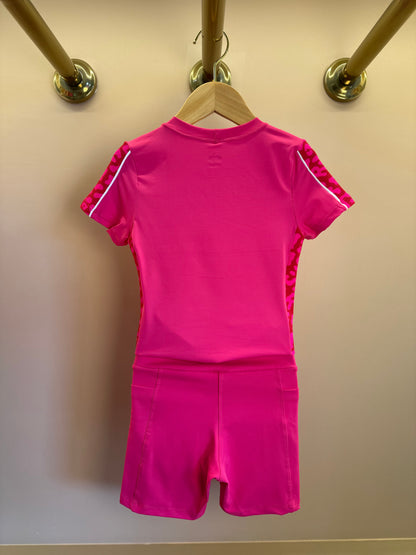 Conjunto Infantil Blusa Bia e Bermuda Eloisa Maxxi Oncinha Pink - Siri Sport