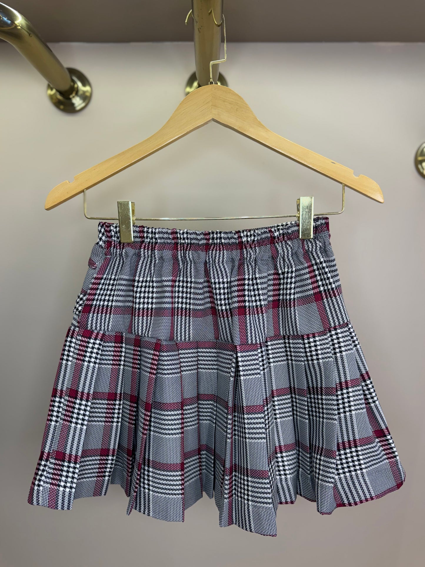 Saia-shorts Teen Pregas Alfaiataria Xadrez Coração Strass - Two In