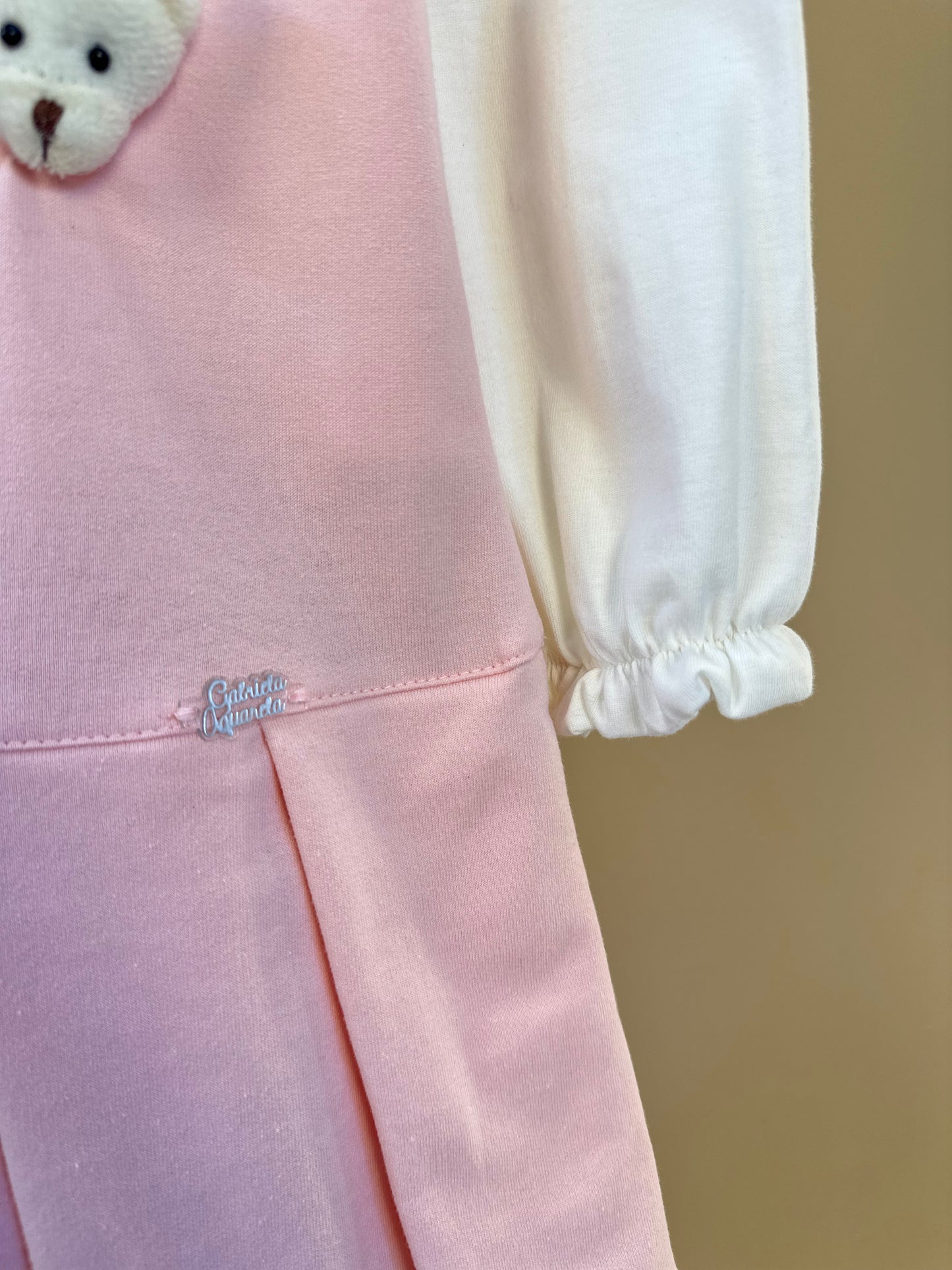 Salopete Infantil Rosa Ursinhos Com Blusa Golinha MC Off White - Gabriela Aquarela