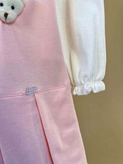Salopete Infantil Rosa Ursinhos Com Blusa Golinha MC Off White - Gabriela Aquarela