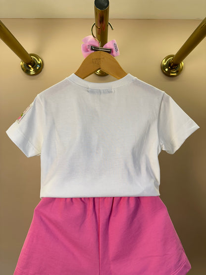 Conjunto Infantil T - Shirt Estampa Strawberry e Shorts Saia Rosa - Animê