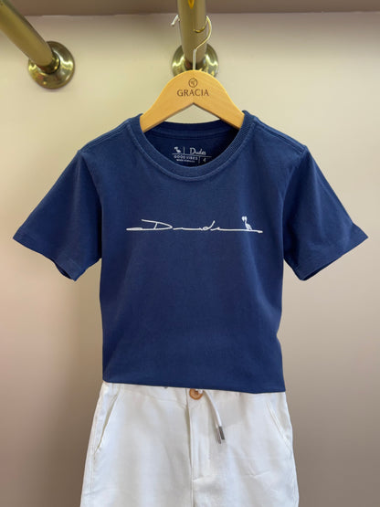 Camiseta Infantil Marinho Estampada Costas - Dudes