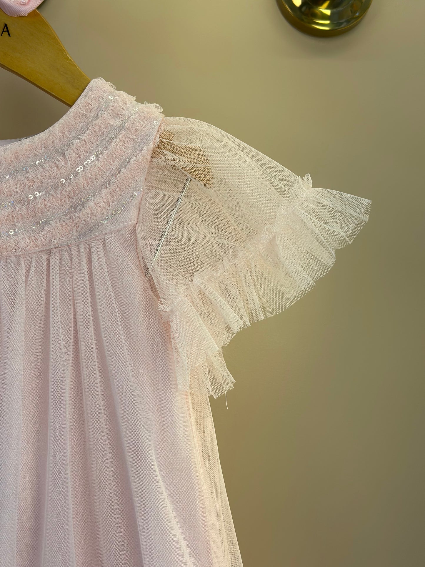 Vestido Infantil Trapézio Tule Bordado Delicado Busto Rosa - Petit Cherie