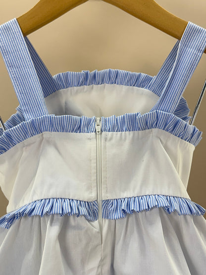 Conjunto Infantil Blusa Flor de Crochê e Shorts Alfaiataria Listrado - Luluzinha