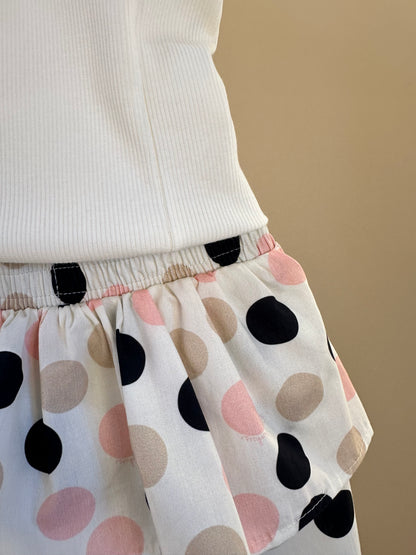 Conjunto Infantil Regata Ursinha Vestido de Poá e Short Com Babados Algodão Estampa Poá Colorido - Pituchinhus