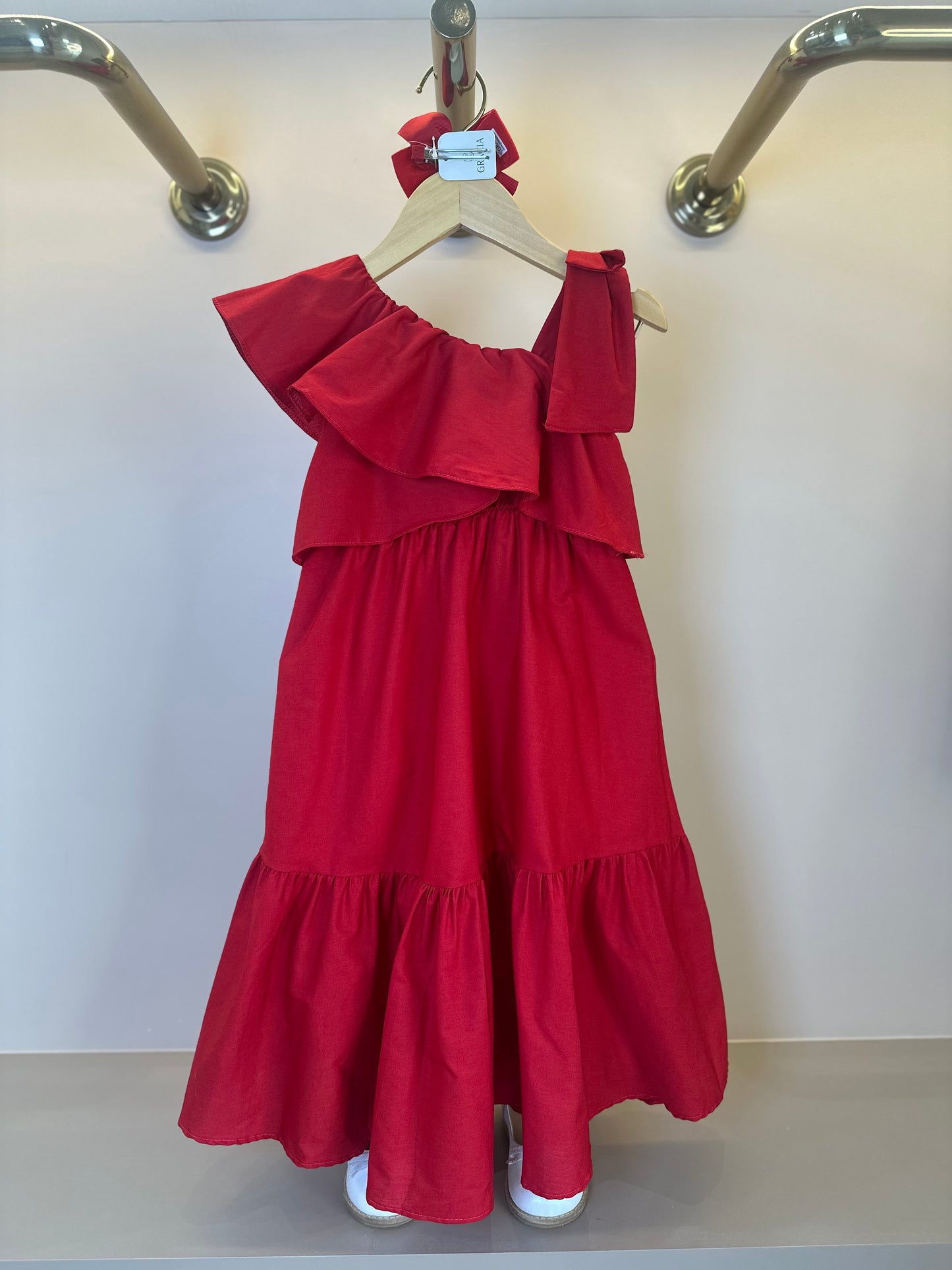 Vestido Infantil Algodão Babados Vermelho - Charpey