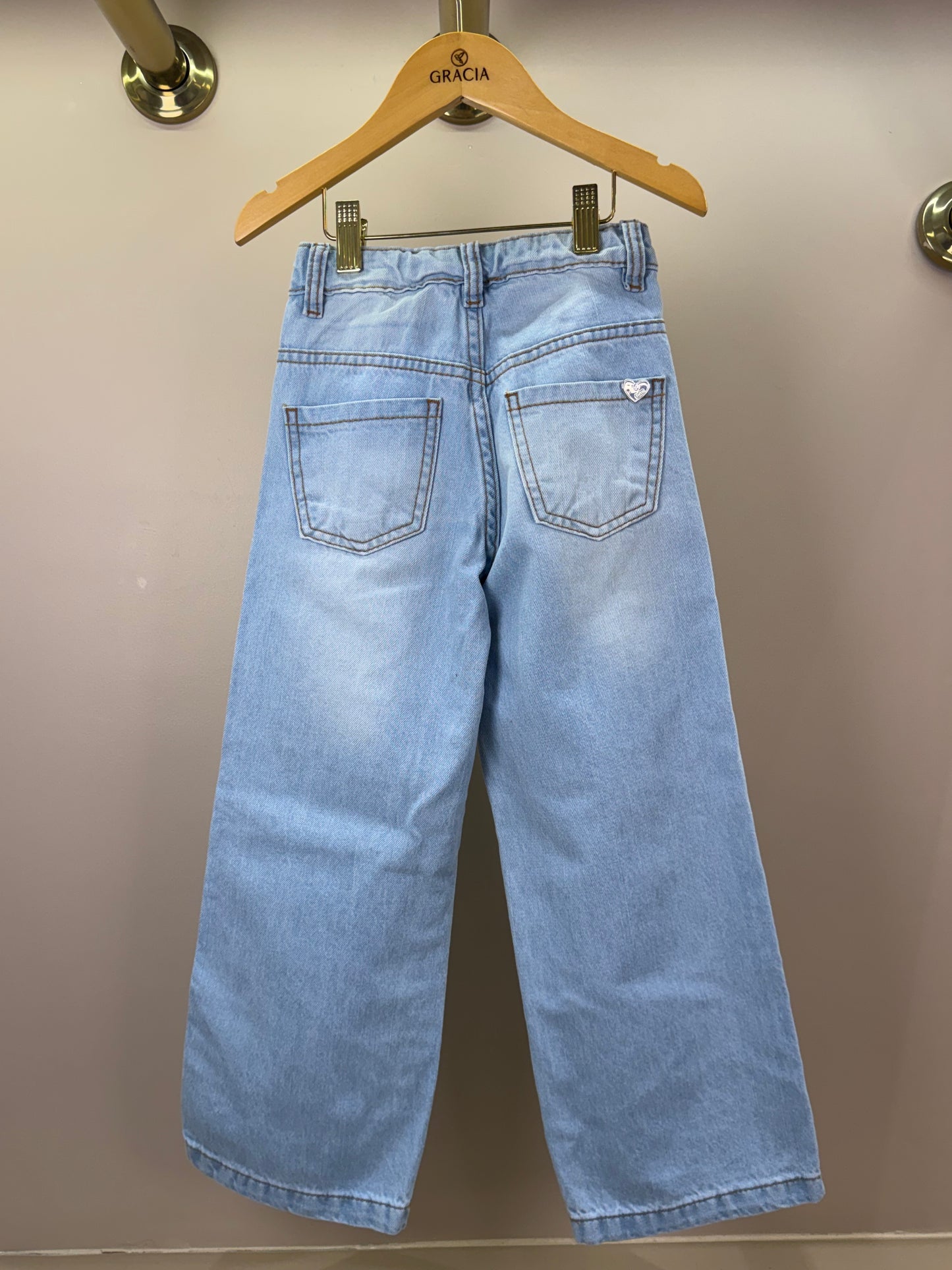 Calça Infantil Wide Leg Jeans Claro - Luluzinha