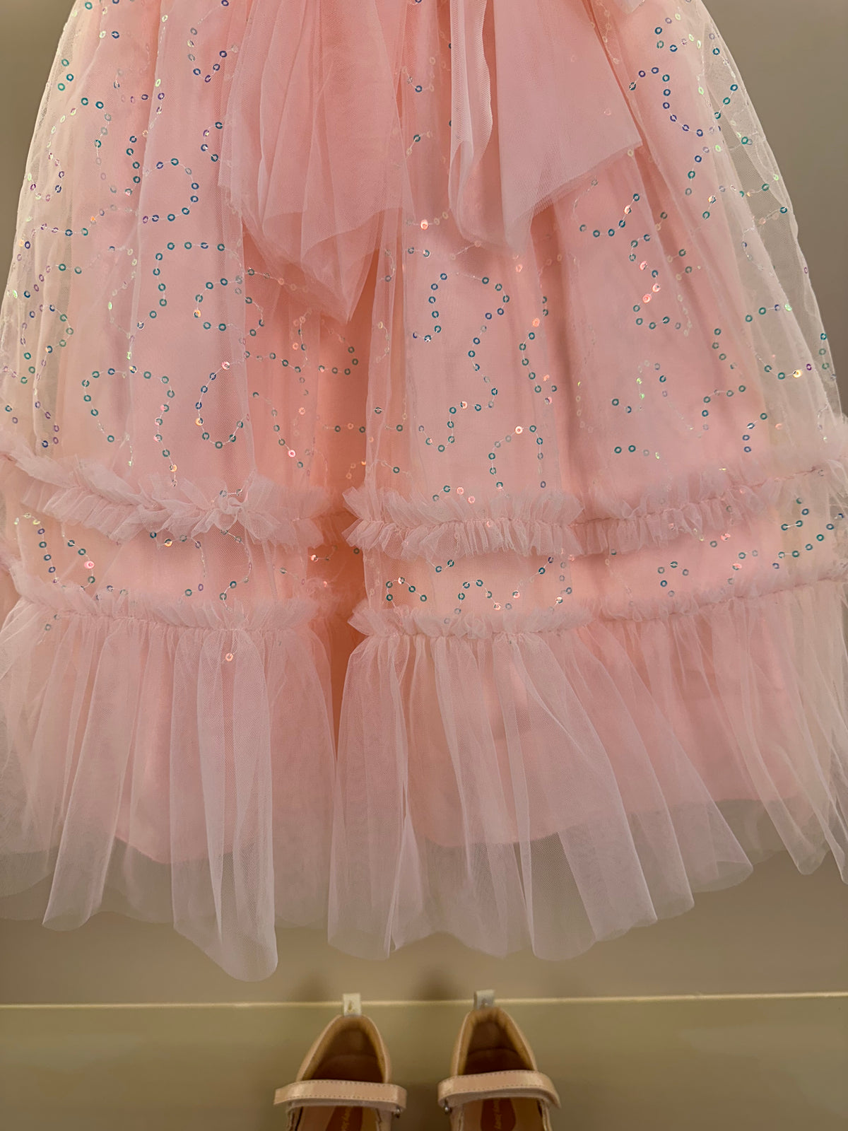 Vestido Infantil Tule Bordado Paêtes Laço Maxxi Rosa - Petit Cherie