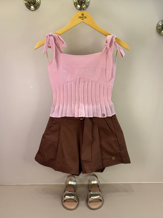 Conjunto Teen Blusa com Pregas e Shorts com Cinto - Two In