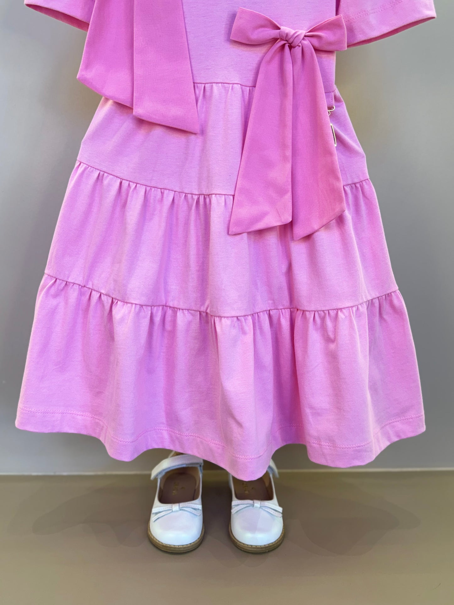 Vestido Infantil Algodão Laços Rosa Girly - Animê Petite