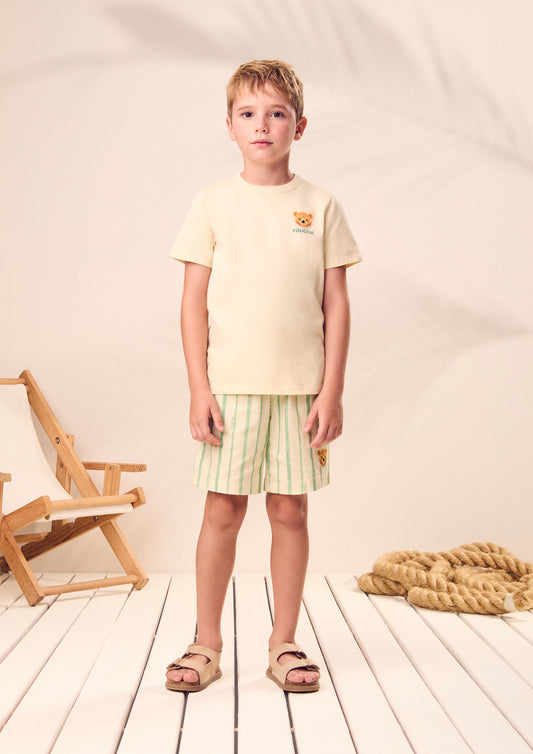 Bermuda Infantil  de Linho Listrada - Youccie