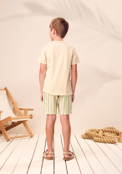 Bermuda Infantil  de Linho Listrada - Youccie