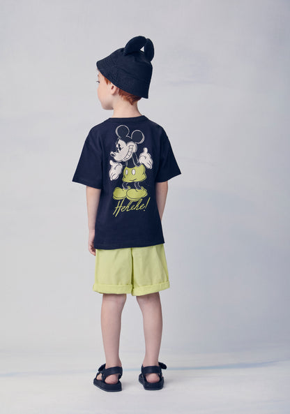 Conjunto Infantil T-Shirt Mickey e Bermuda Verde Melão - Youccie