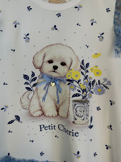 Vestido Infantil Cachorrinho Tule Etampado - Petit Cherie