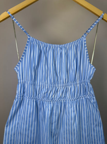 Vestido Teen Azul Listrado e Alças Finas - Vanilla Cream