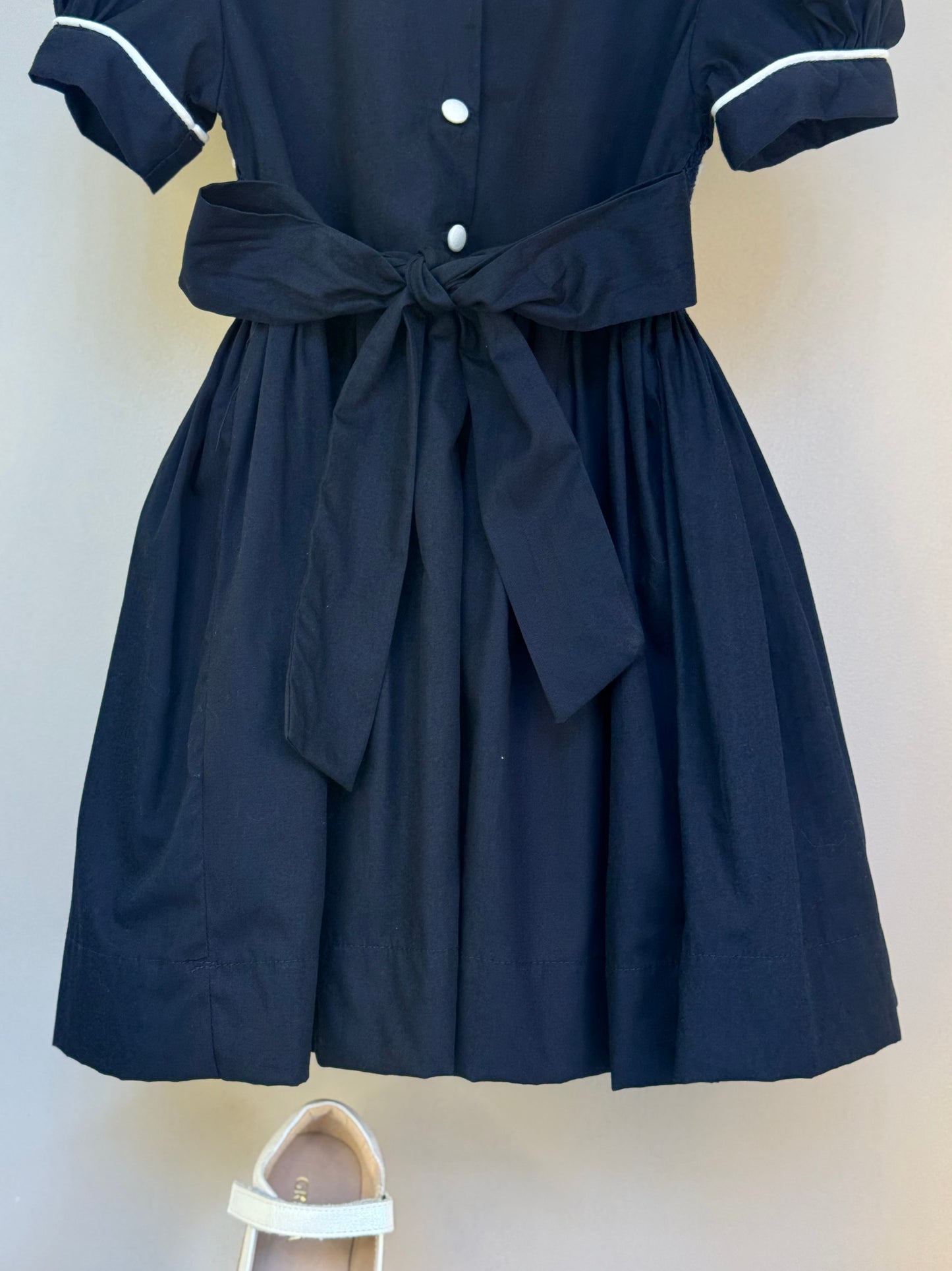 Vestido Infantil Clássico Algodão Lacinho Marinho - Gracia