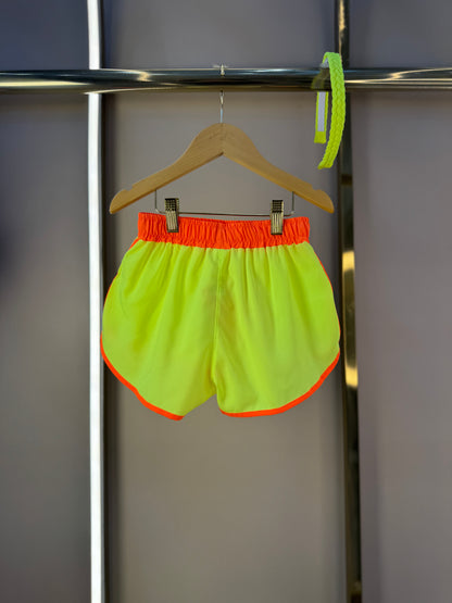 Shorts Infantil Letícia Amarelo Fluor com Laranja - Siri Kids