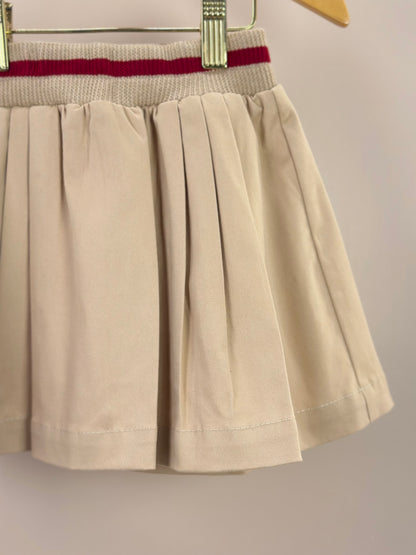 Saia-shorts Infantil Sarja Pregas Cós Tricot Bege - Um Mais Um