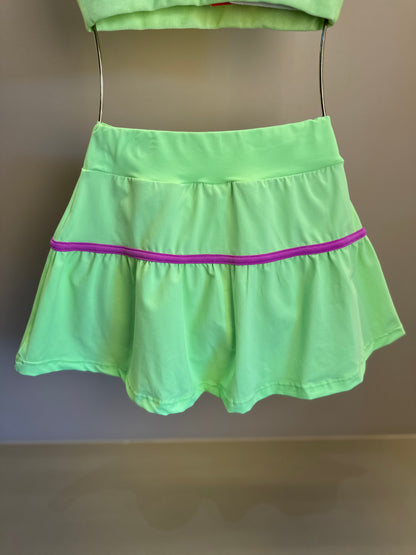 Conjunto Infantil Trio Top Sara, Blusa Julia e Saia Flávia Chloe Patinação Verde - Siri Sport