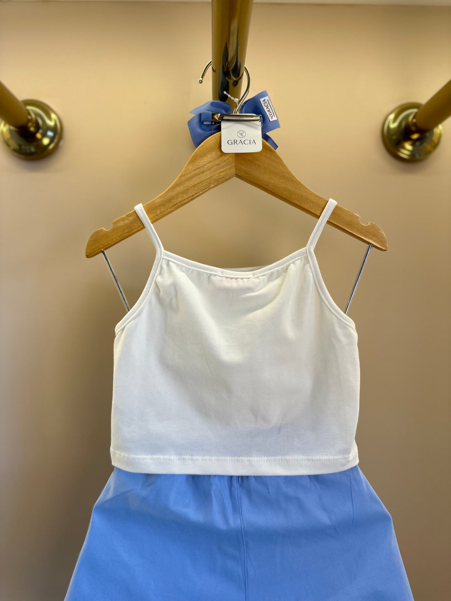 Conjunto Infantil Blusa Capa Floral Azul e Shorts Alfaiataria Azul - Luluzinha