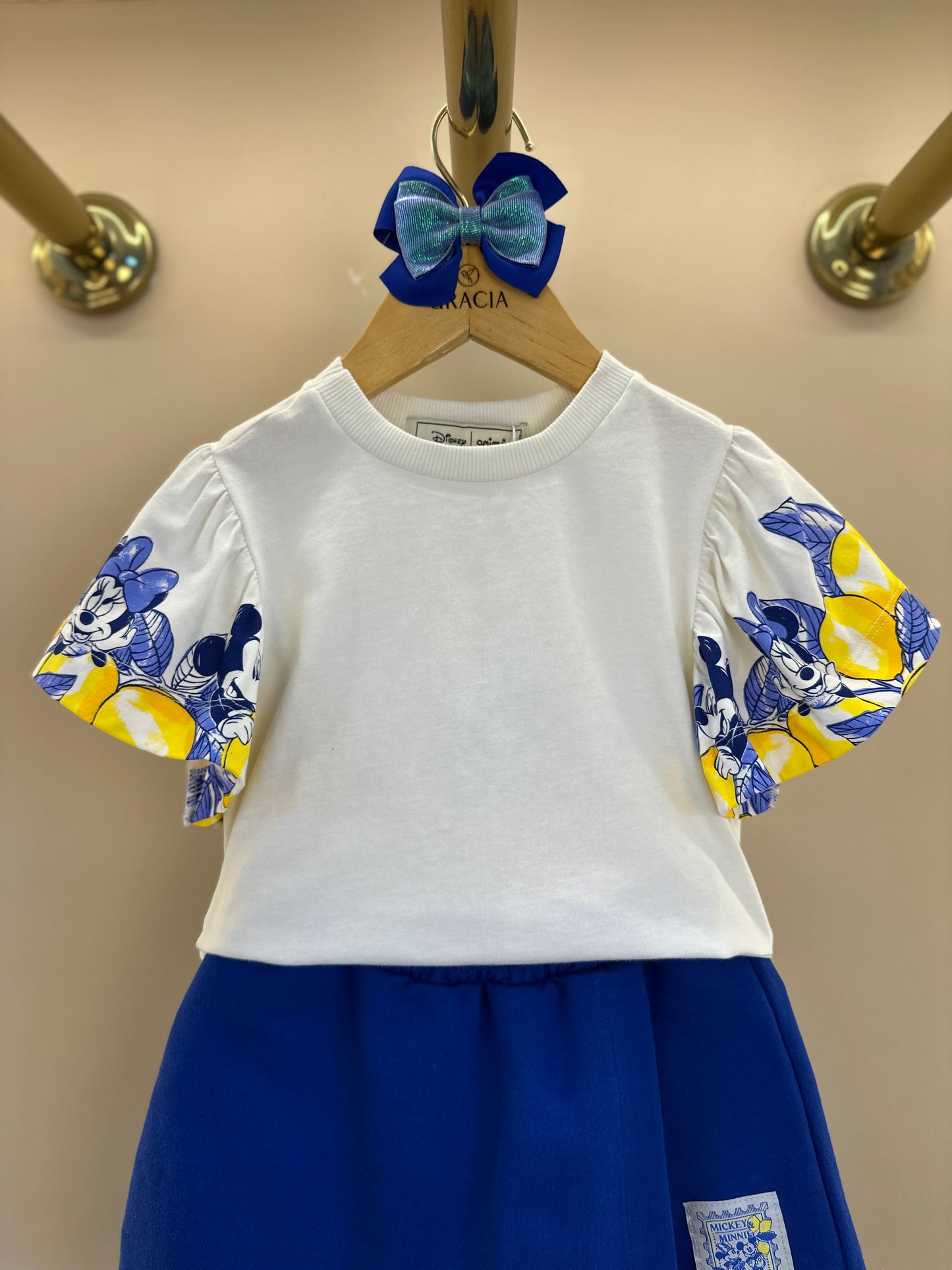 Conjunto Infantil Blusa Mangas Limões e Shorts Azul - Animê