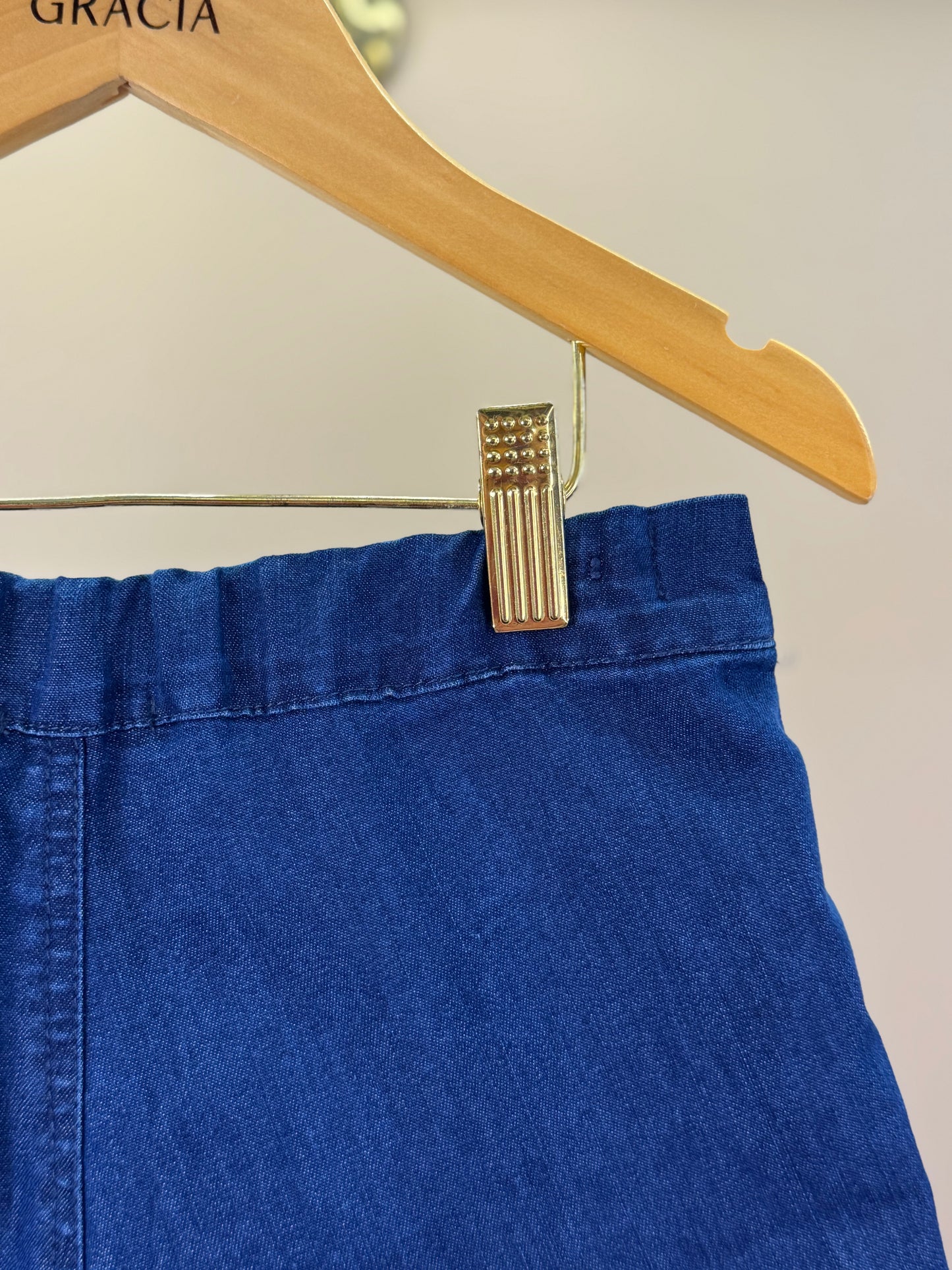 Shorts-Saia Infantil Jeans Bordada Flores - Luluzinha