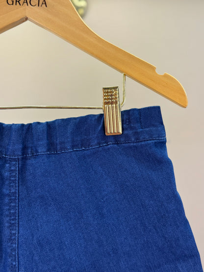 Shorts-Saia Infantil Jeans Bordada Flores - Luluzinha
