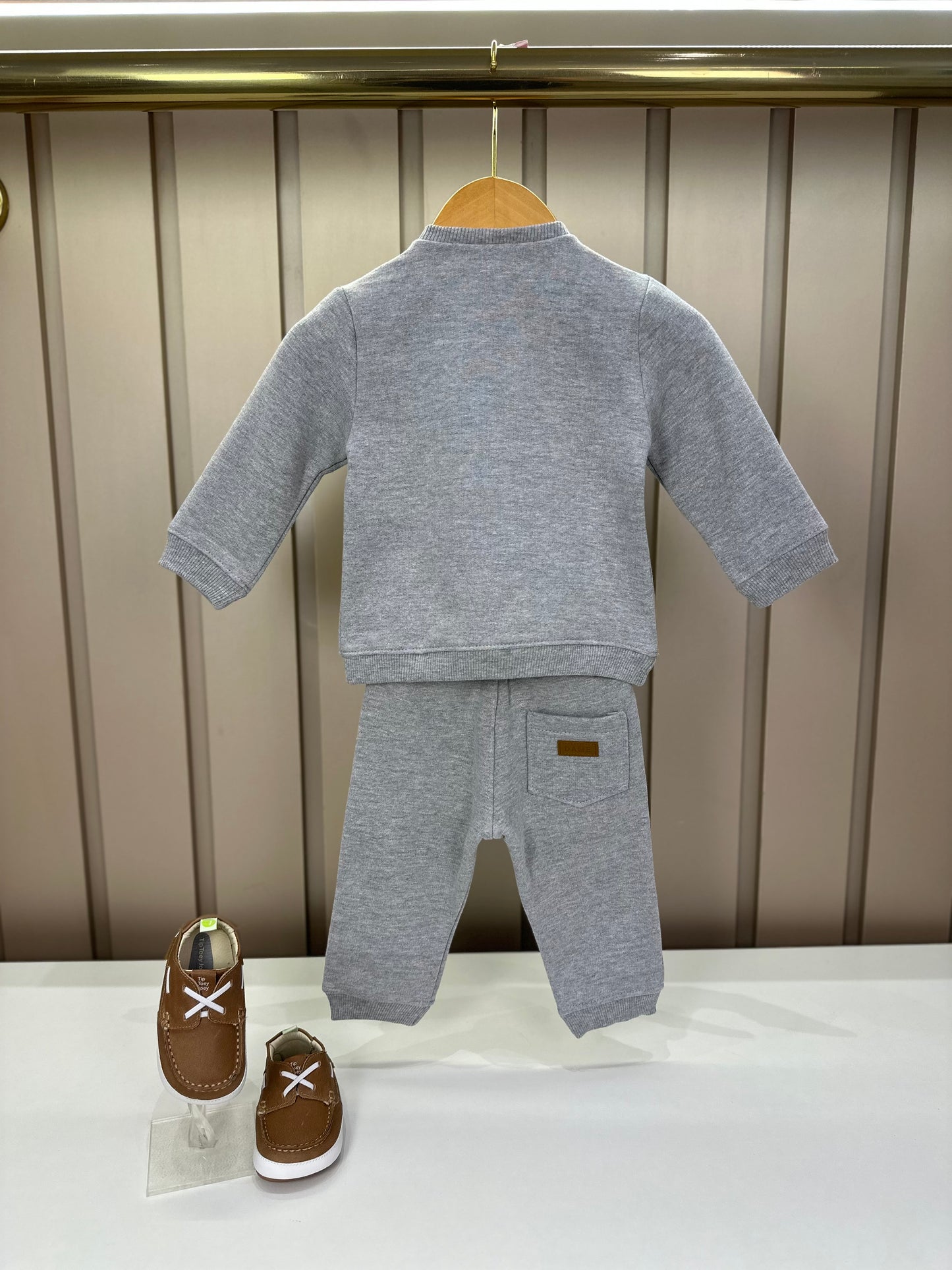 Conjunto Bebê Moletom Agasalho e Calça Teddy Cowboy Cinza - Dame