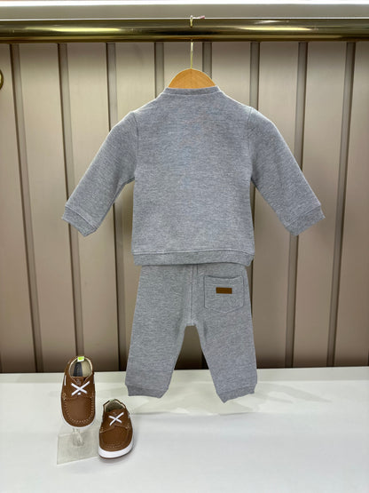 Conjunto Bebê Moletom Agasalho e Calça Teddy Cowboy Cinza - Dame
