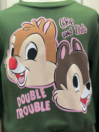 Conjunto Infantil Moletom Casaco Tico e Teco e Calça Verde Musgo - Momi