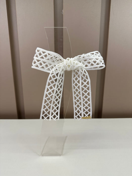 Laço Infantil Rendado Off White Alice - Roana