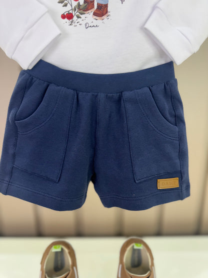 Conjunto Bebê Body Algodão Teddy Fazenda ML e Bermuda Moletom Algodão Profundo - Dame