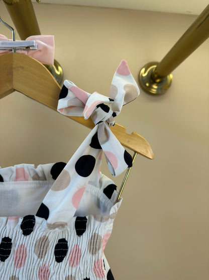 Vestido Infantil Algodão Com Babados e Poá Colorido