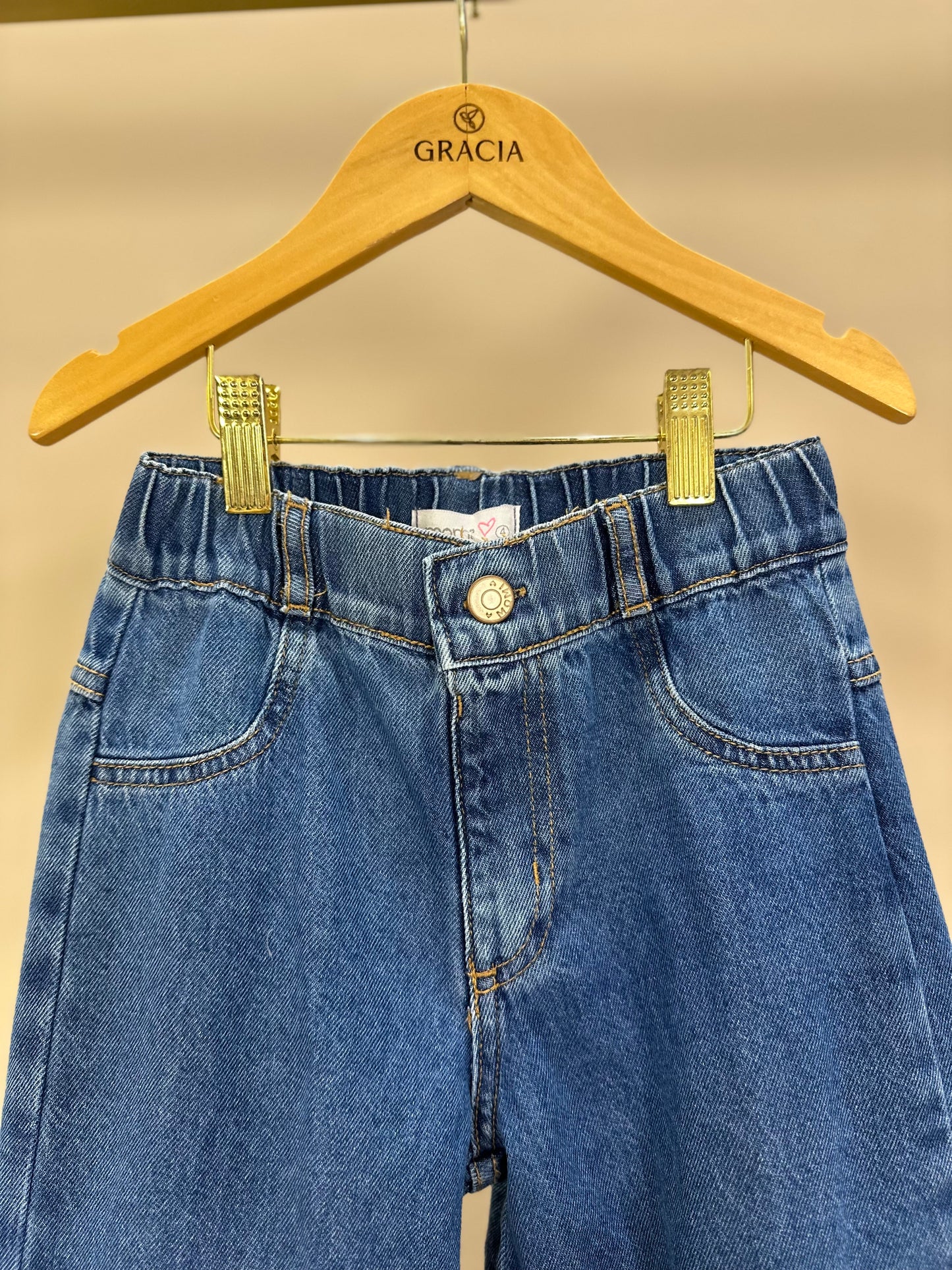 Calça Jeans Infantil Reta Laços Jeans - Momi