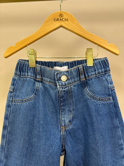 Calça Jeans Infantil Reta Laços Jeans - Momi