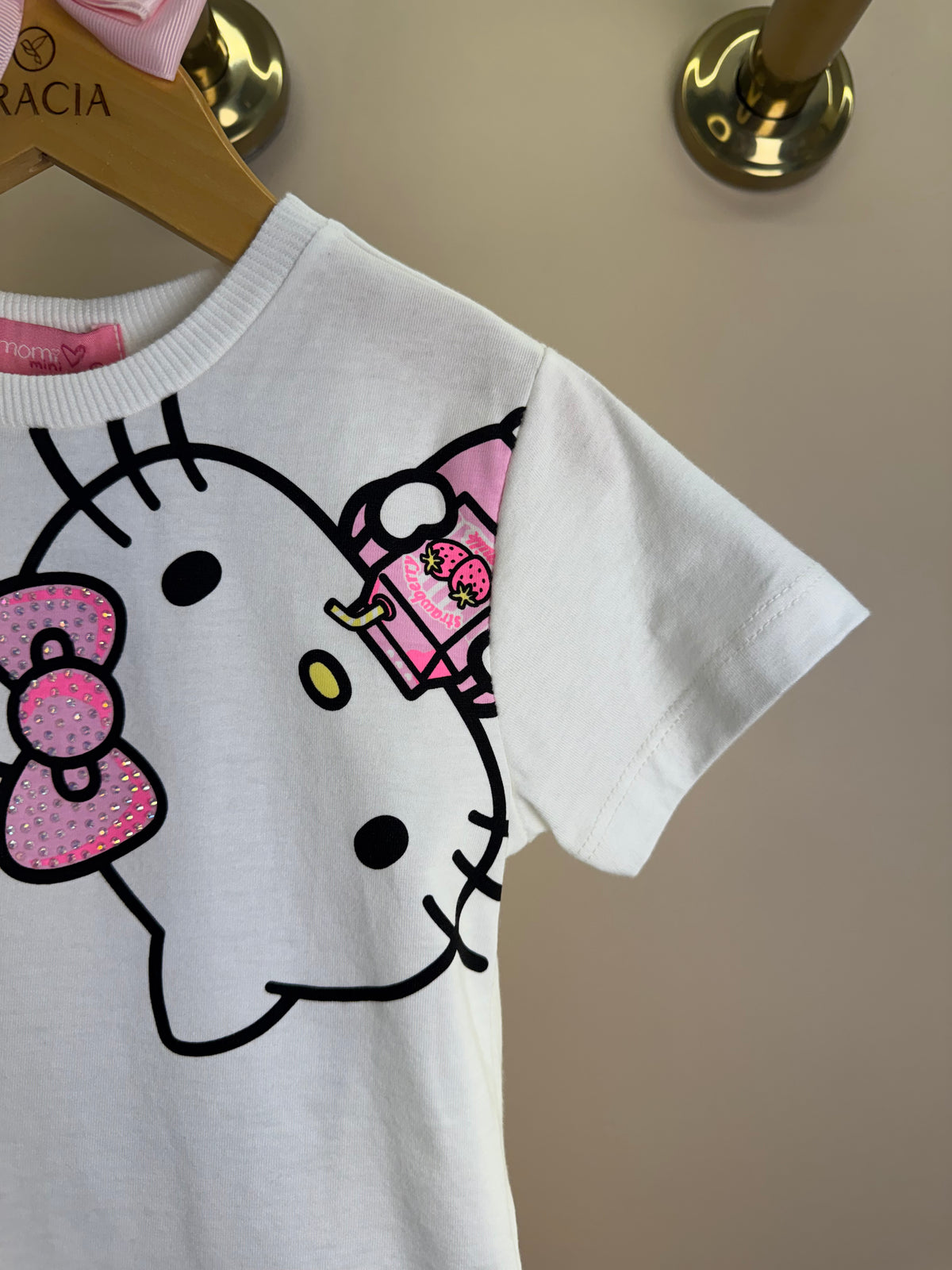 Conjunto Infantil Blusa Hello Kitty e My Melody e Shorts Legging Ciclista Rosa - Momi