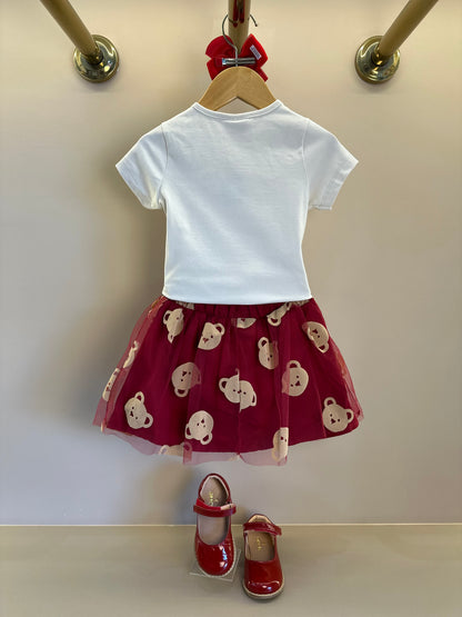 Conjunto Infantil Blusa  New Real Ursa e Saia de Tule Ursas - Momi