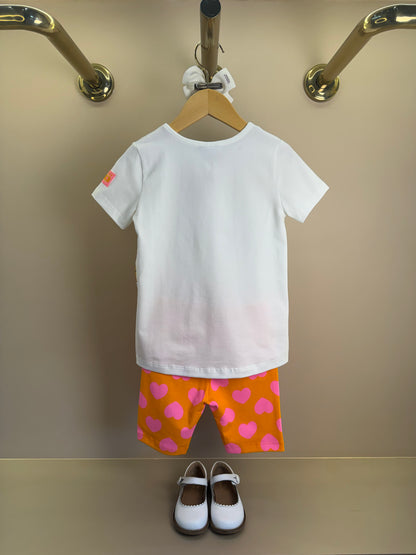 Conjunto Infantil Blusa Bolsa Transversal e Shorts Legging Corações - Momi