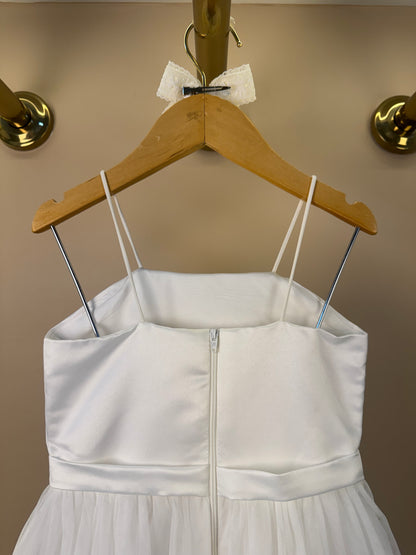 Vestido Infantil Alças Finas Saia Em Tule Off White - Petit Cherie