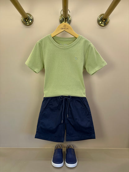 Camiseta Infantil Básica Algodão MC Verde - Dudes