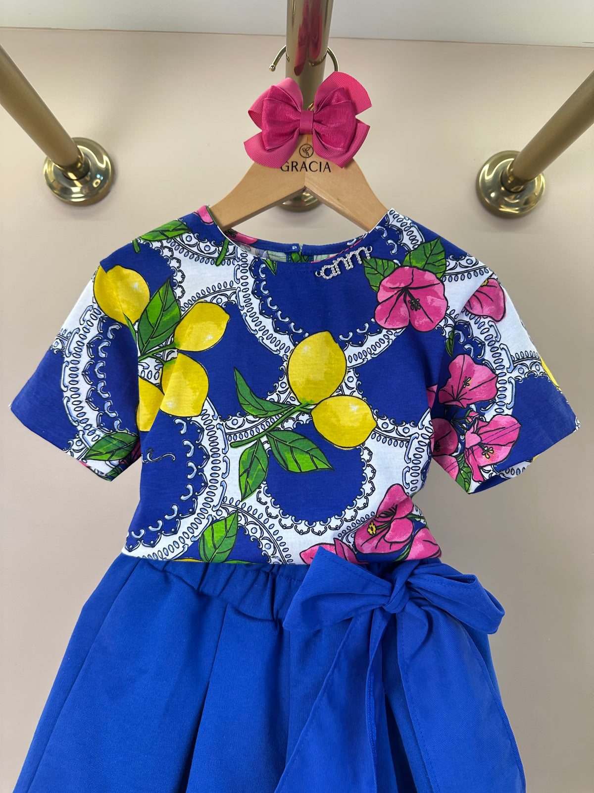 Conjunto Infantil Blusa Estampa Primavera Floral e Limões e Shorts Laço - Animê