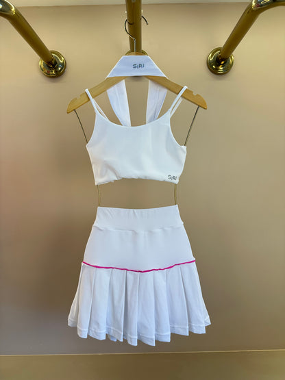 Conjunto Infantil Top Basic Six e Saia Fernanda Dry Badminton Branco - Siri Sport