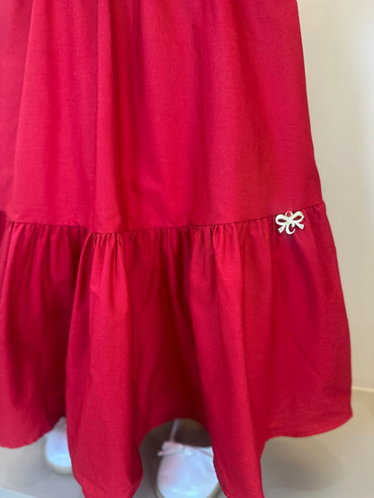 Vestido Infantil Algodão Babados Vermelho - Charpey