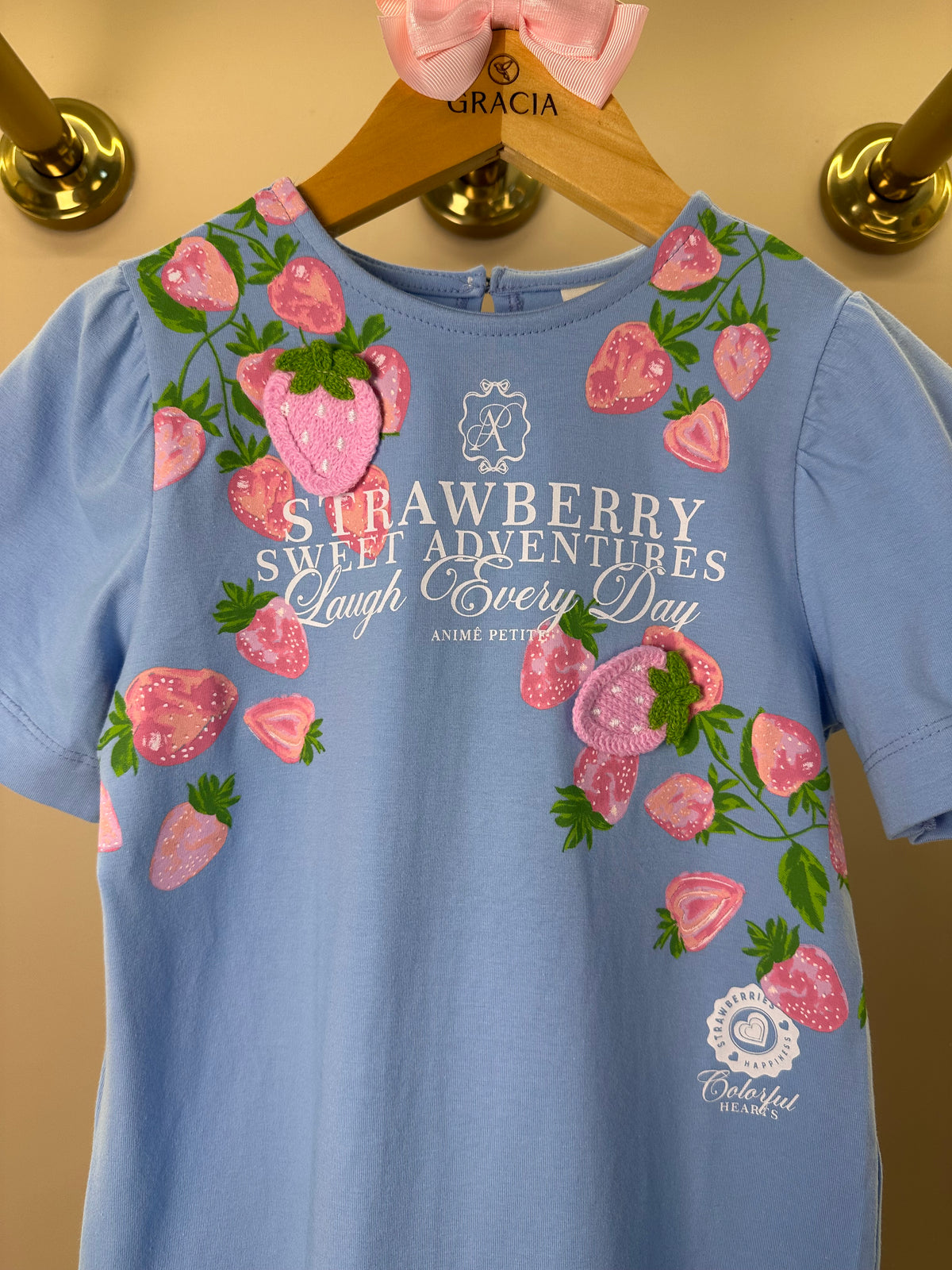 Vestido Infantil Azul Estampa Exclusiva Strawberry - Animê