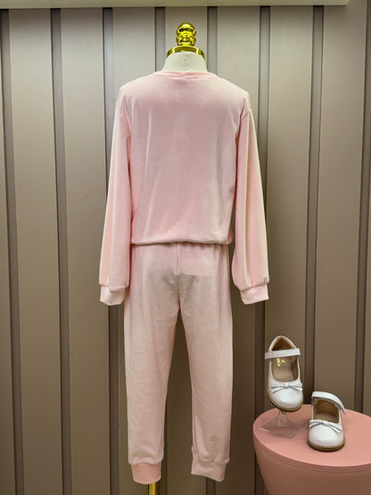 Conjunto Infantil Casaco e Calça Plush Casinha Floral - Mon Sucré