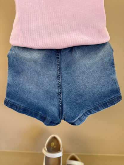 Conjunto Infantil Blusa Rosa e Shorts Jeans Ursinhos  Pompom  - Gabriela Aquarela